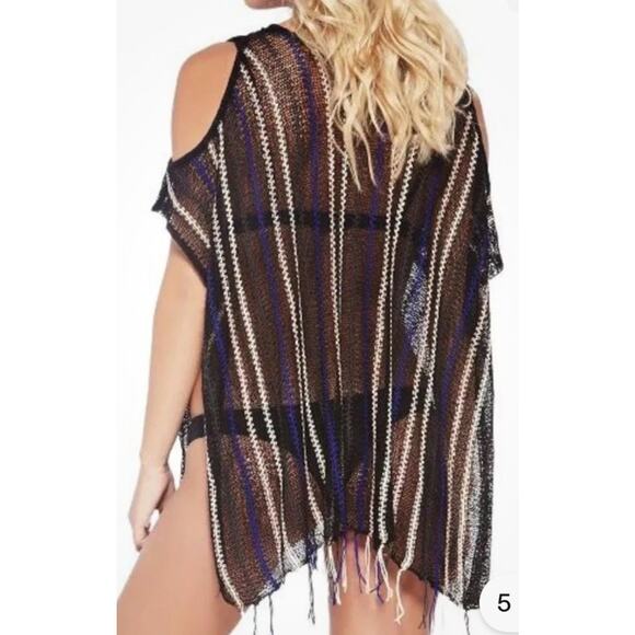 L Space Nightfall Swim Cover Up One Size Open Shoulder Beach Sweater Fringe Boho - Picture 3 of 15